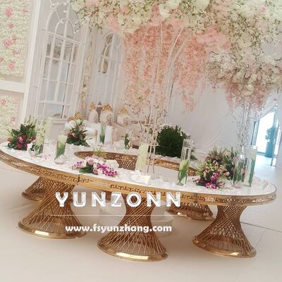Harga bagus Meja Pesta Bentuk S Modern Mewah Setengah Bulan dengan Atasan Kaca Bening untuk Makan di Luar Ruangan Restoran Acara Perjamuan on line