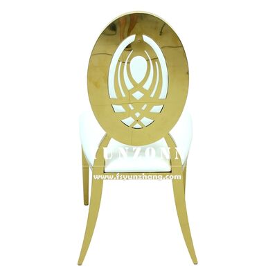 Harga bagus Kursi Furnitur Acara Pernikahan Hotel Gold Royal Bahan Baja Tahan Karat 304 dengan Desain Bunga Sandaran Oval on line