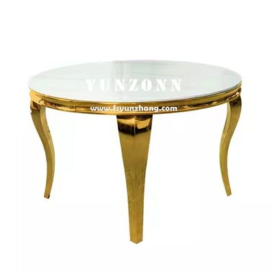 Harga bagus Meja Makan Marmer Bulat Modern Louis dengan Kaki Stainless Steel Berlapis Emas untuk Hotel atau Ruang Tamu on line