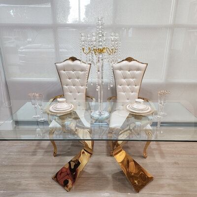 Harga bagus Meja Makan VIP Pengantin Pria Pengantin Pernikahan Kaca Stainless Steel Ruang Tamu Pesta Restoran Perjamuan - Dijual on line