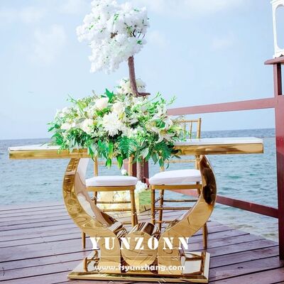 Harga bagus Meja Emas Baja Rinsing Modern Mewah Untuk Pernikahan Dekor Pengantin Furnitur Hotel on line