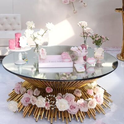 Harga bagus Meja Kopi Mewah Ilahi dengan Alas Kawat Logam dan Atasan Cermin Furnitur Ruang Tamu Desainer dan Dekorasi Rumah Pusat Perhatian on line