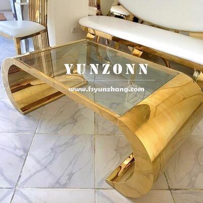 Harga bagus Meja Kopi Oval untuk Ruang Tamu Stainless Steel dengan Cermin Emas Desain Kontemporer Elegan on line