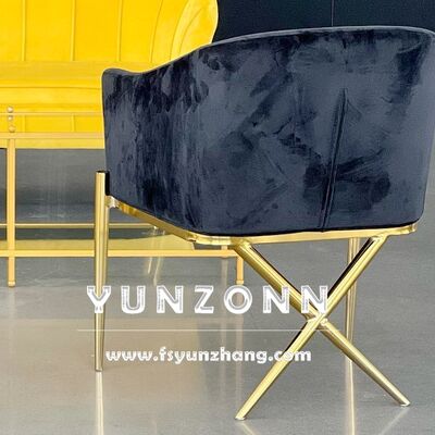 Harga bagus Kursi Lengan Makan Modern dengan Kaki X Desain Stainless Steel Kursi Hotel Beludru on line