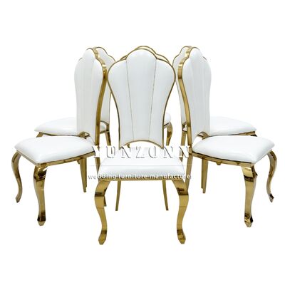 Harga bagus Furnitur acara mewah Baja tahan karat Emas acara yang dapat ditumpuk Banket kursi pernikahan untuk resepsi restoran hotel on line