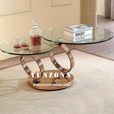 Harga bagus Meja Kopi Multifungsi Modern Dengan Kaca Berkualitas Ganda Top Berputar Desain Bulat Ruang Tamu Ruang Makan Rumah Dapur Kamar Tidur on line