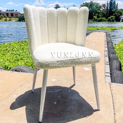 Harga bagus Grosir Putih Teddy Velvet Lounge Chair elegan stainless steel dekorasi acara pernikahan untuk hotel on line