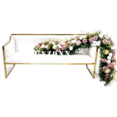 Harga bagus Set Sofa Elektra Putih Bingkai Emas Stainless Steel Modern - Kursi Cinta Pengantin Pria dan Wanita untuk Ruang Tamu Hotel, Ruang Makan, Mal, Acara Luar Ruangan on line