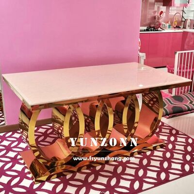 Harga bagus Meja Makan Mewah Audi Modern Italia dengan Atasan Marmer Antik Baja dan Logam untuk Penggunaan Ruang Makan Dapur Hotel dan Rumah on line