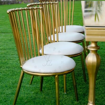 Harga bagus Grosir Kursi Modern Windsor Frame Emas Baja Tidak Berlemak dengan Kulit/Kombinasi Sampo Hotel Dining Outdoor Living Room on line