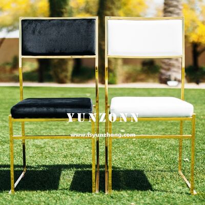 Harga bagus Murah Hotel Acara Meubel pesta PU/Velvet/Pakaian Kusyen emas stainless steel kursi makan pernikahan on line