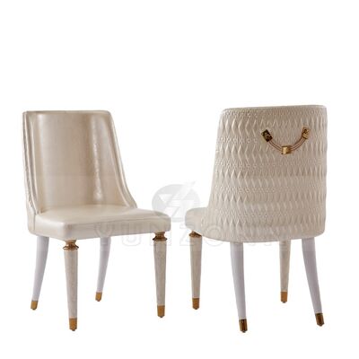 Harga bagus Kursi Makan Kulit Modern Hot Sale untuk Penggunaan Dalam & Luar Ruangan dengan Sandaran Tangan Stainless Steel untuk Hotel dan Ruang Tamu on line