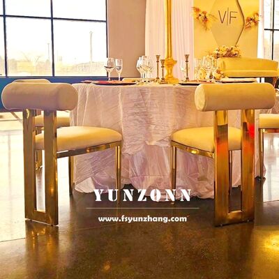 Harga bagus Kursi Makan Stainless Steel Cali Gold dengan Bantalan Beludru untuk Pernikahan dan Hotel on line