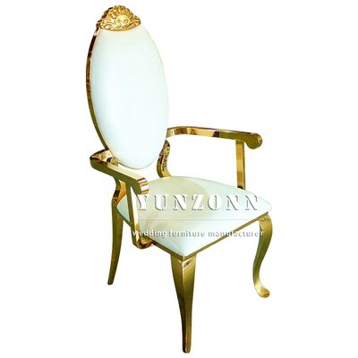 Harga bagus Luxury High Back Golden Frame Stainless Steel Wedding Pengantin acara Kursi dengan Armrest on line