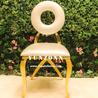 Harga bagus Kursi Makan Emas Modern Berkualitas Tinggi Dengan Belakang Bulat Dengan Baja Tidak Berlemak Untuk Perjamuan Dan Restoran on line