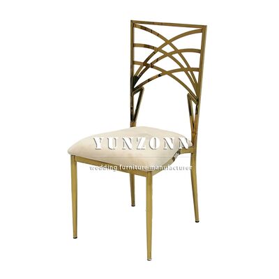 Harga bagus Grosir Chameleon Metal Frame Banquet Wedding Event Chairs Gold Finish Kursi Makan untuk Acara Bergaya on line