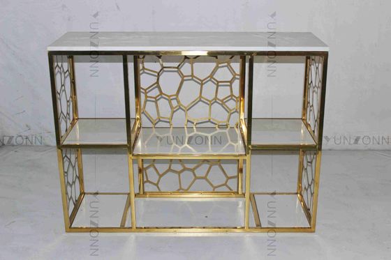 Harga yang bagus Meja Konsol Stainless Steel Antirust Tubular Stylish Tea Table Dekoratif Untuk Ruang Tamu on line