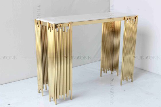 Harga yang bagus Tubular Modern White Dan Gold Console Table Wall Cabinet Shelf Luxury Furniture on line