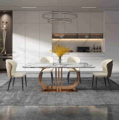 Harga bagus SUS 12 Foot Light Luxury Modern Dining Tables Dining Room Furniture on line