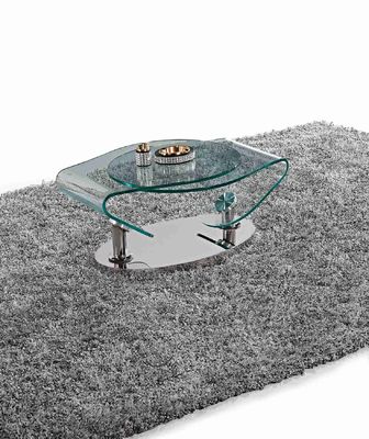 Harga yang bagus Meja Pemintalan Kaca Stainless Steel Base Coffee Side Table OEM on line