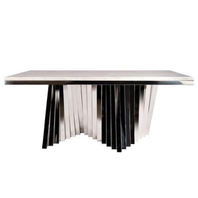 Harga yang bagus SS Base Luxury Modern Dining Table Set Meja Makan Kaca Gloss Untuk 4 on line