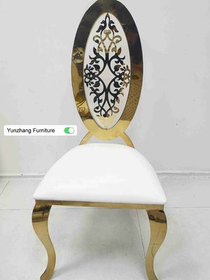 Harga yang bagus Ellipse High Back Golden Wedding Dining Chair Dengan Bunga OEM on line